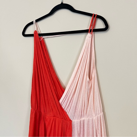 Free People Orange and Pink Tunic Length Drapey Tank Top EUC - Picture 4 of 6